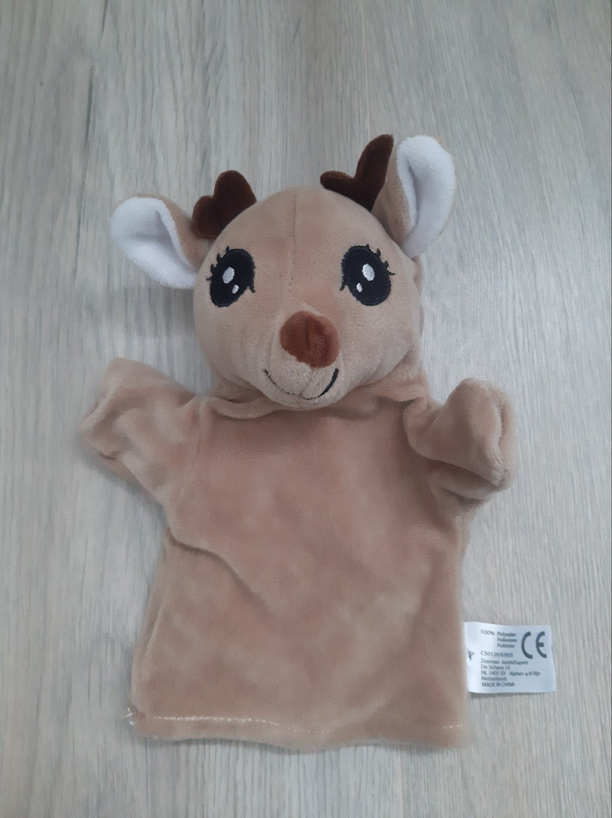 Knuffel handpop Zeeman hert eland bambi K8241, Ophalen of Verzenden, Zo goed als nieuw, Overige typen