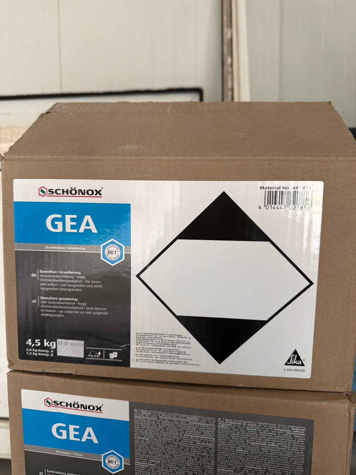Schönox GEA Epoxyhars-grondverf - 4,5 kg per doos, Doe-het-zelf en Verbouw, Minder dan 5 liter, Ophalen of Verzenden, Nieuw, Verf