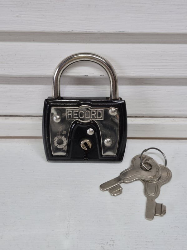 Antiek ijzeren hangslot 'Record', Antiek en Kunst, Antiek | Gereedschap en Instrumenten, Ophalen of Verzenden