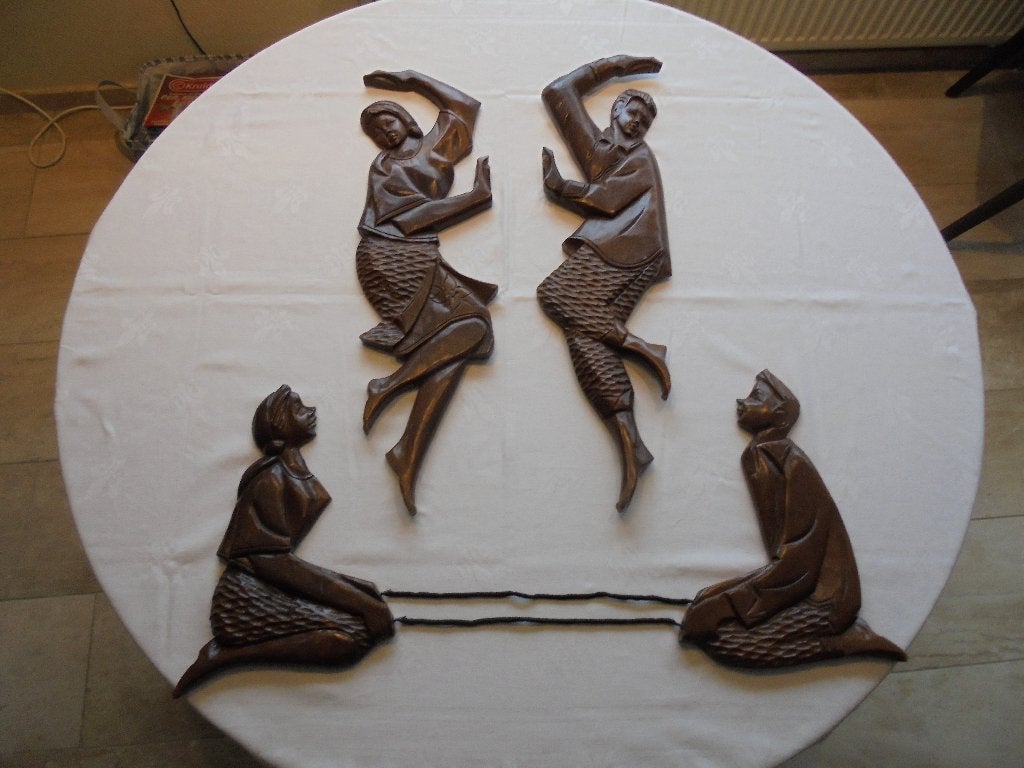 houtsnijwerk dansers uit Thailand, Ophalen of Verzenden, Hout, Houtsnijwerk, Groep mensen