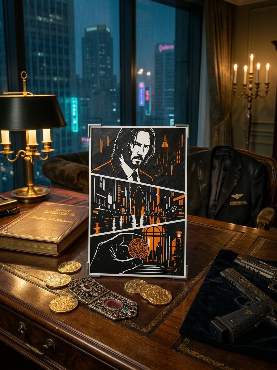 John Wick 3D geprinte wanddecoratie, Verzamelen, 1980 tot heden, Nieuw, Ophalen of Verzenden, Prent