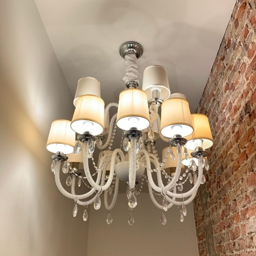 Italamp Lenoir 10+5  - Italiaanse design kroonluchter, Ophalen of Verzenden, Zo goed als nieuw, Glas