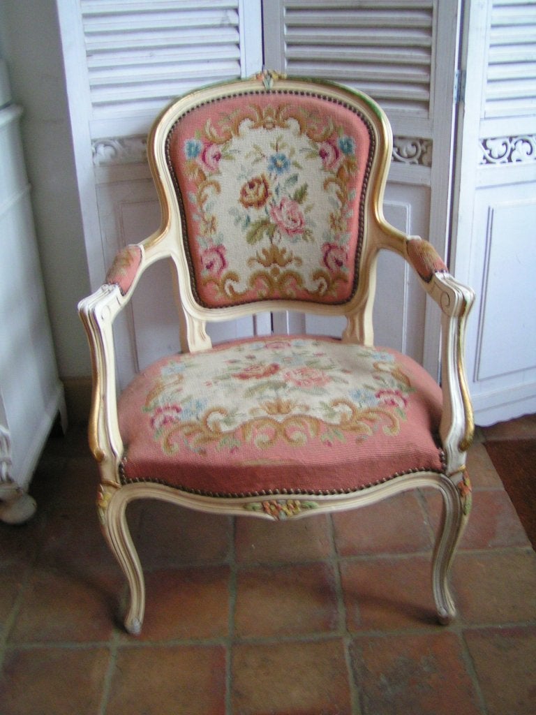 met de hand geborduurde barok stoel nr RR 547, Antiek en Kunst, Ophalen