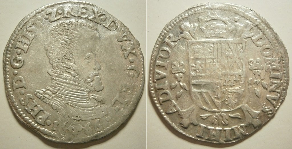 Gelderland 1/5 Philipsdaalder 1566 aUNC, Vóór koninkrijk, Zilver, Ophalen of Verzenden, Losse munt