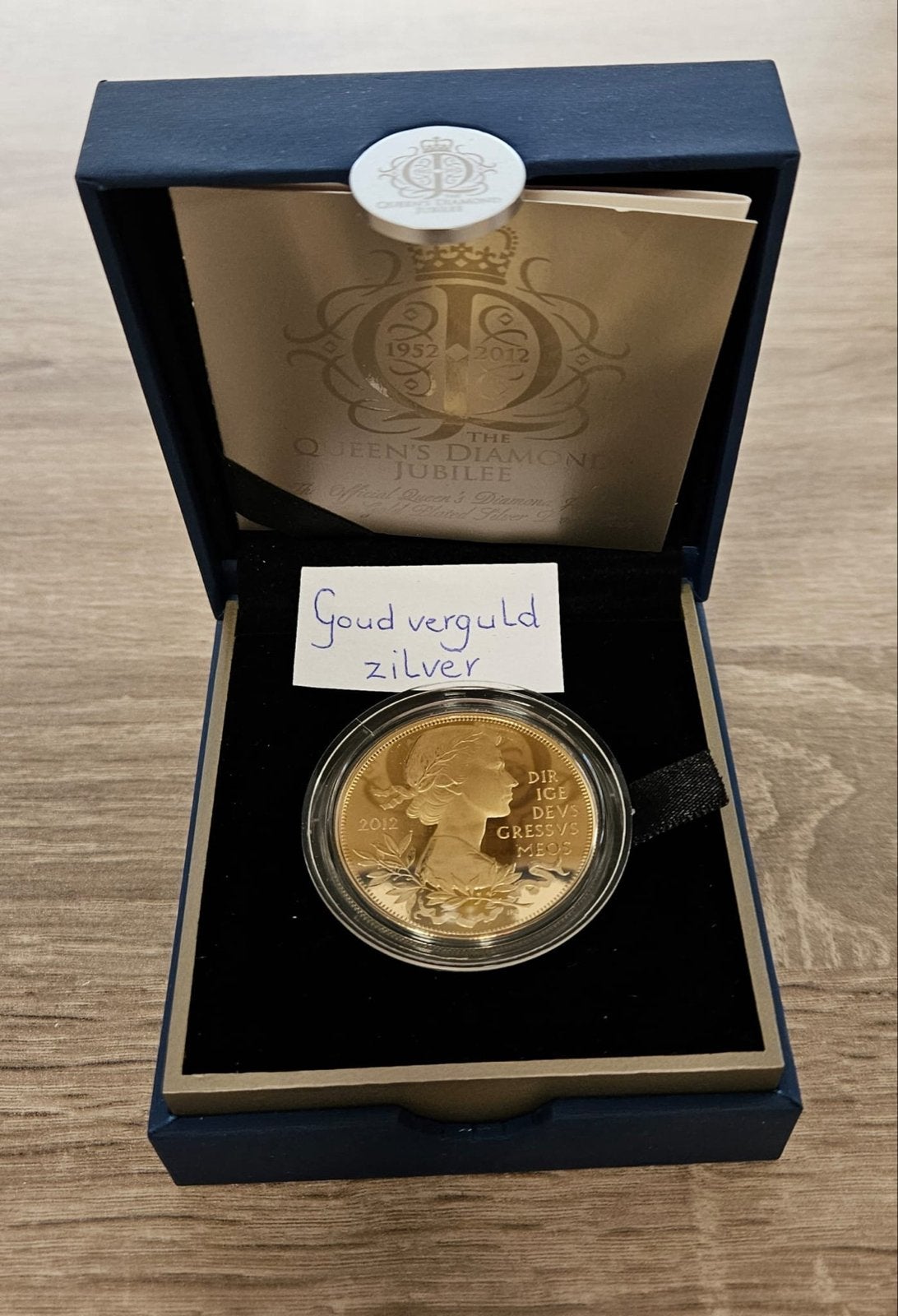 2012 Queen's Diamond Jubilee £5 Goud Verguld Zilver Proof Mu, Postzegels en Munten, Ophalen of Verzenden, Zilver, Buitenland