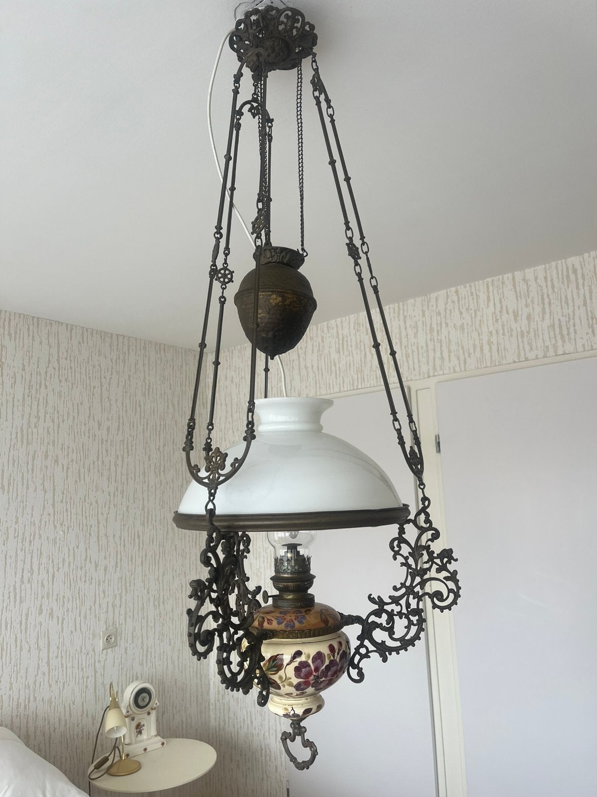 Mooie antieke olielamp / schippertje, Ophalen of Verzenden
