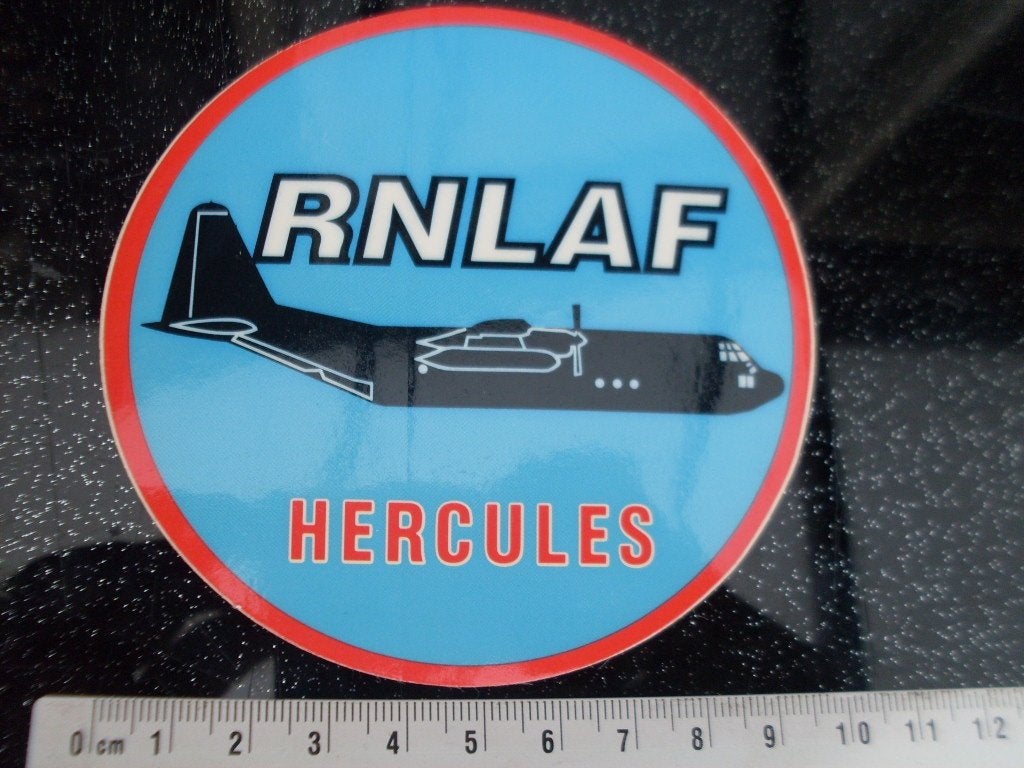 sticker rnlaf hercules c-130 transportvliegtuig, Verzamelen, Ophalen of Verzenden, Zo goed als nieuw, Bedrijf of Vereniging