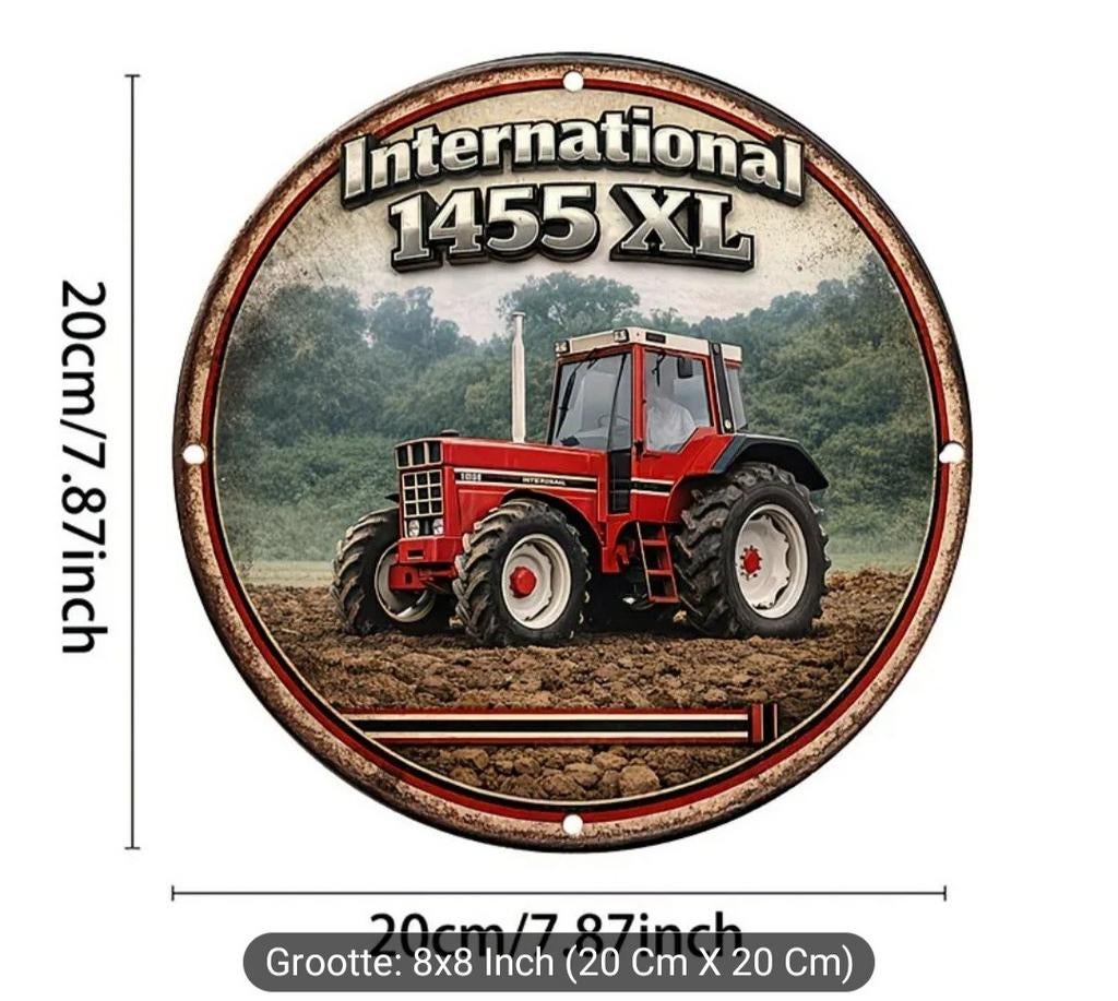 Vintage metalen wand bord International 1455 XL Tractor, Ophalen of Verzenden, Nieuw