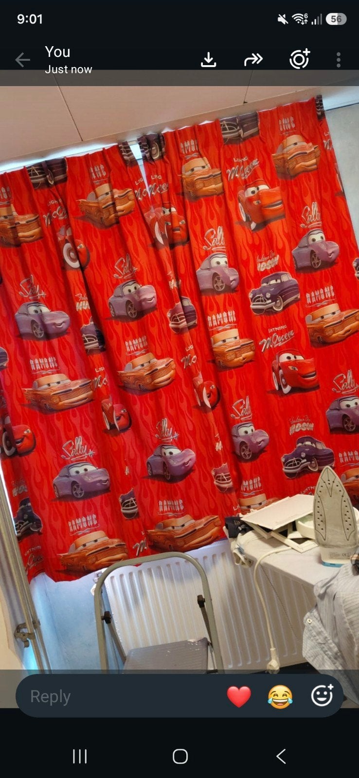 Gordijnen Cars 165x165 cm zo goed als nieuw, Huis en Inrichting, Ophalen of Verzenden, Zo goed als nieuw, Rood, Gordijn