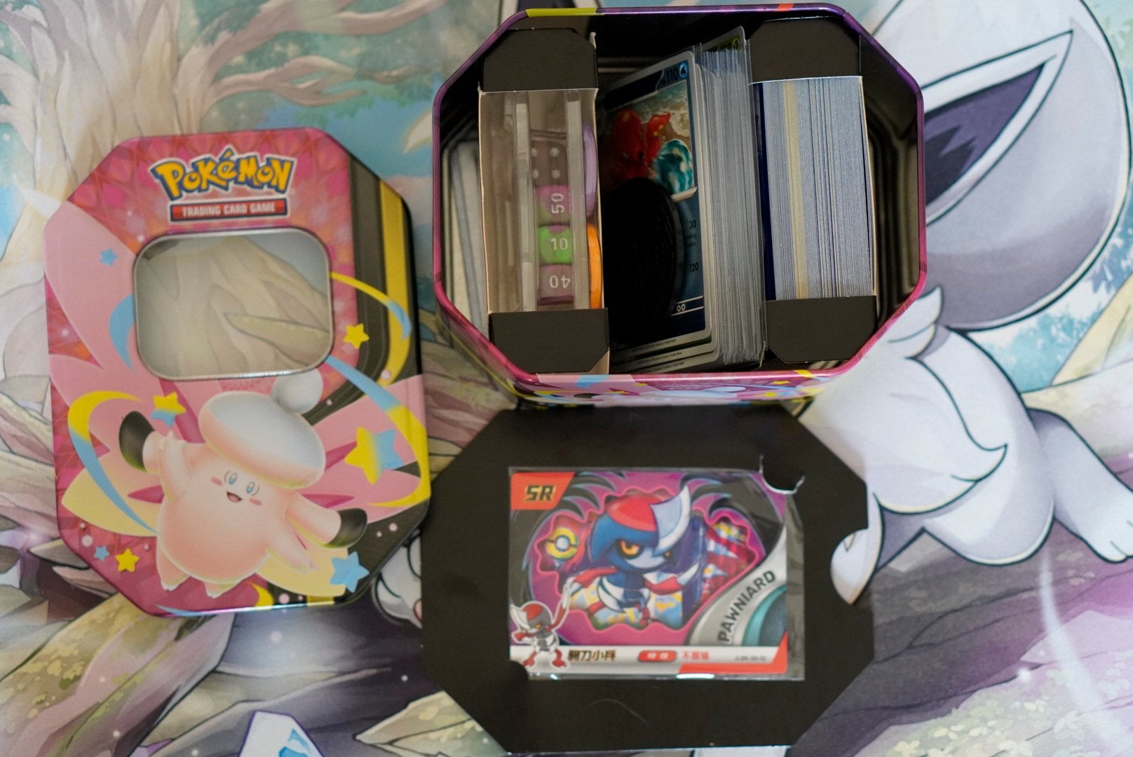 125 pokemon kaarten in luxe opberg tin, Ophalen of Verzenden, Zo goed als nieuw, Meerdere kaarten
