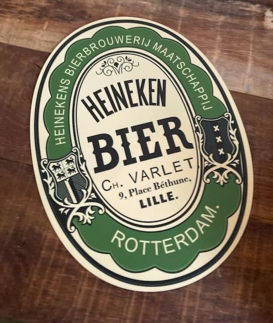 Reclamebord Heineken.LILLE, Verzamelen, Biermerken, Ophalen of Verzenden, Zo goed als nieuw, Reclamebord, Plaat of Schild, Heineken