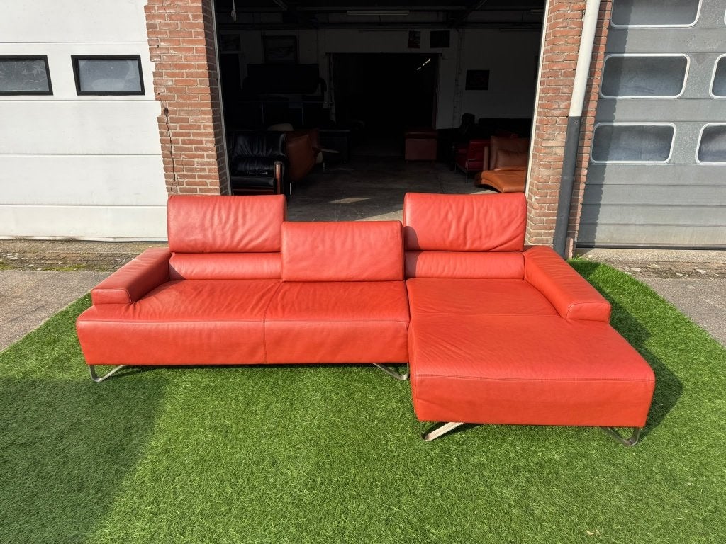 Lounge NATUZZI  bankstel  design oranje leer bank, Hout, Geen, Pahest@hotmail.nl, Design