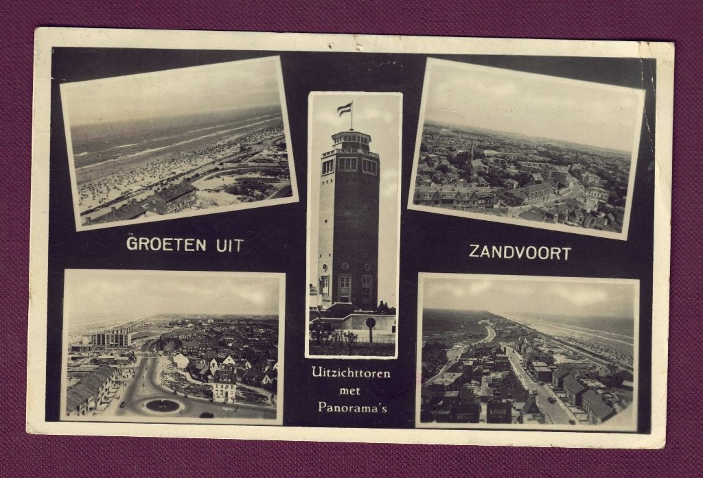 Zandvoort - Groeten uit - Uitzichttoren - 1954 ( pst.Haarlem, Ophalen of Verzenden, 1960 tot 1980, Gelopen, Noord-Holland