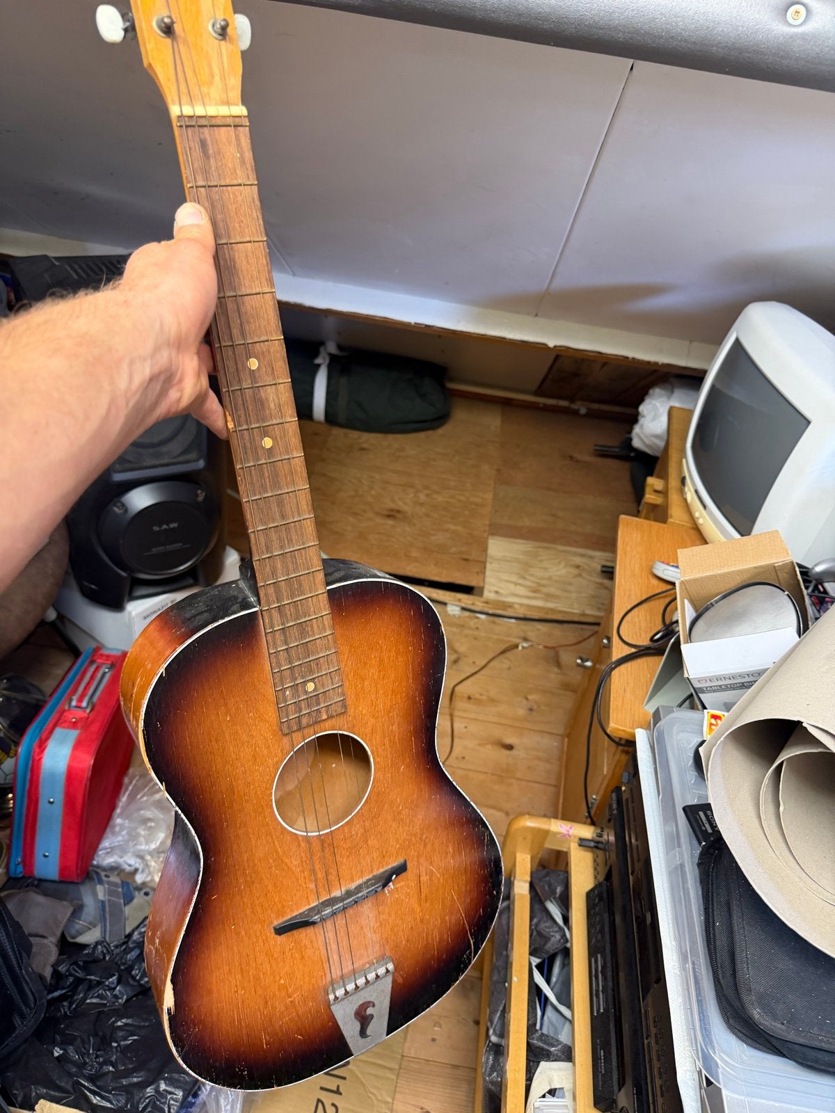 Vintage Tonemaster gitaar zonder een snaren, Muziek en Instrumenten, Ophalen of Verzenden, Gebruikt, Western- of Steelstringgitaar