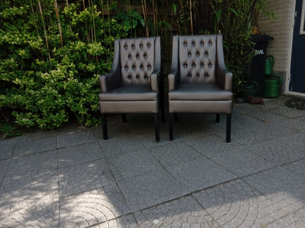 2 Grijze eetkamerstoelen (set) met armleuningen, Ophalen, Landelijk,  Klassiek, Twee, Zo goed als nieuw