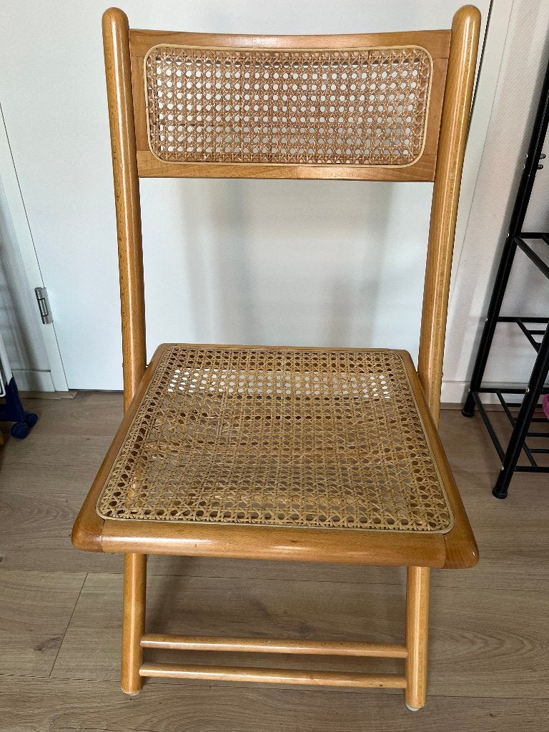 Houten klapstoel rotan Weens gevlochten zitting, Antiek en Kunst, Ophalen
