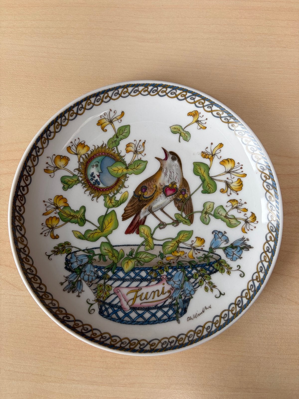 Hutschenreuther Nachtegaal Juni Wandbord - Ole Winther, Antiek en Kunst, Ophalen of Verzenden