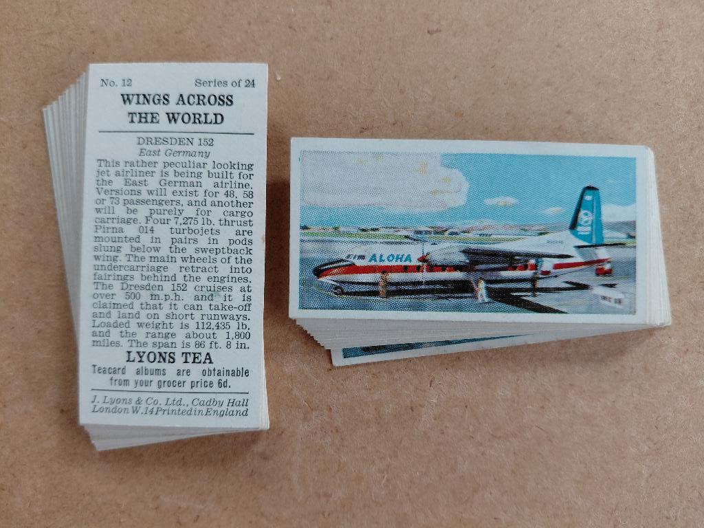 Wings Across the World complete set 24 tea cards vliegtuigen, Ophalen, Gebruikt, Overige typen