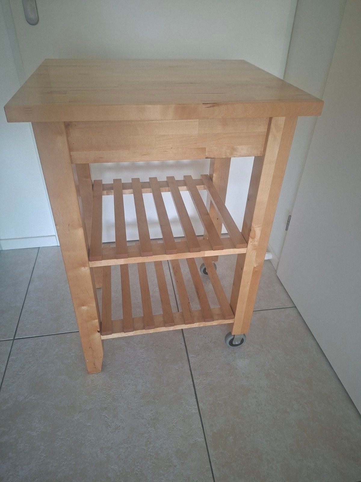 Houten Keukentrolley op Wieltjes - IKEA Bekväm, Beige, Gebruikt, Hout, IKEA
