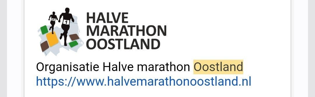Startbewijs halve marathon Oostland, Ophalen of Verzenden, Nieuw, Overige typen, Overige merken