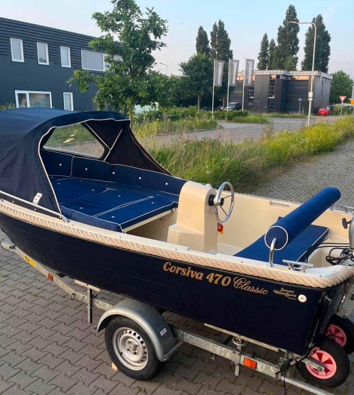 Corsiva 470 Classic met kanteltrailer en Honda 15 pk 4takt, Watersport en Boten, Ophalen, Overige merken, Minder dan 70 pk, Buitenboordmotor