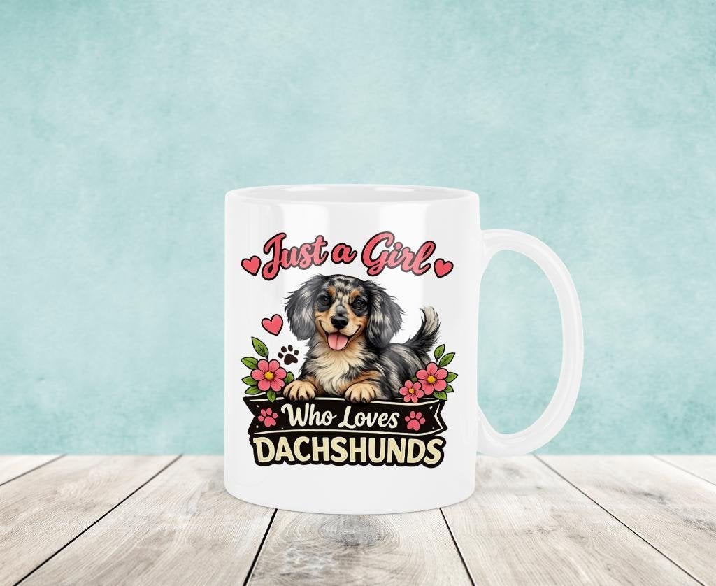 Just a Girl Who Loves Dachshunds - Teckel Mok, Huis en Inrichting, Verzenden, Keramiek, Nieuw, Overige stijlen