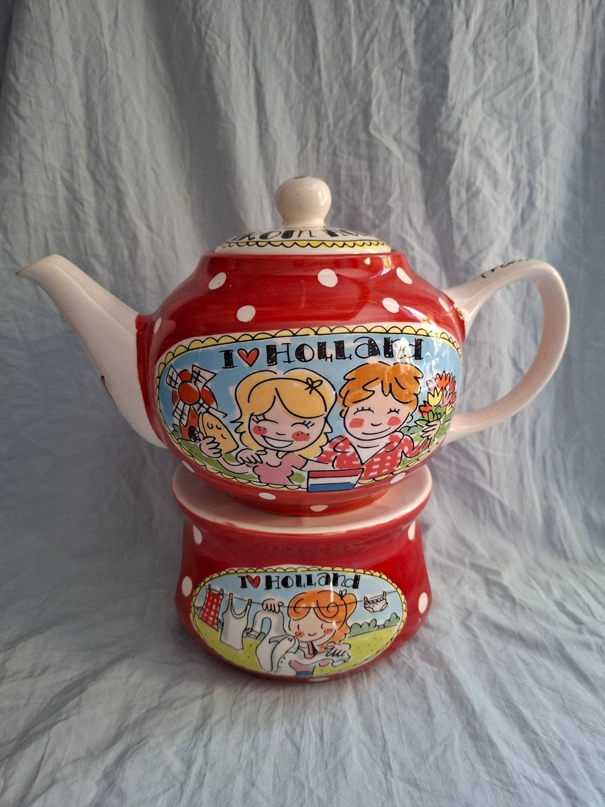 blond Amsterdam theepot met theelicht, Huis en Inrichting, Ophalen of Verzenden, Zo goed als nieuw, Aardewerk, Theepot