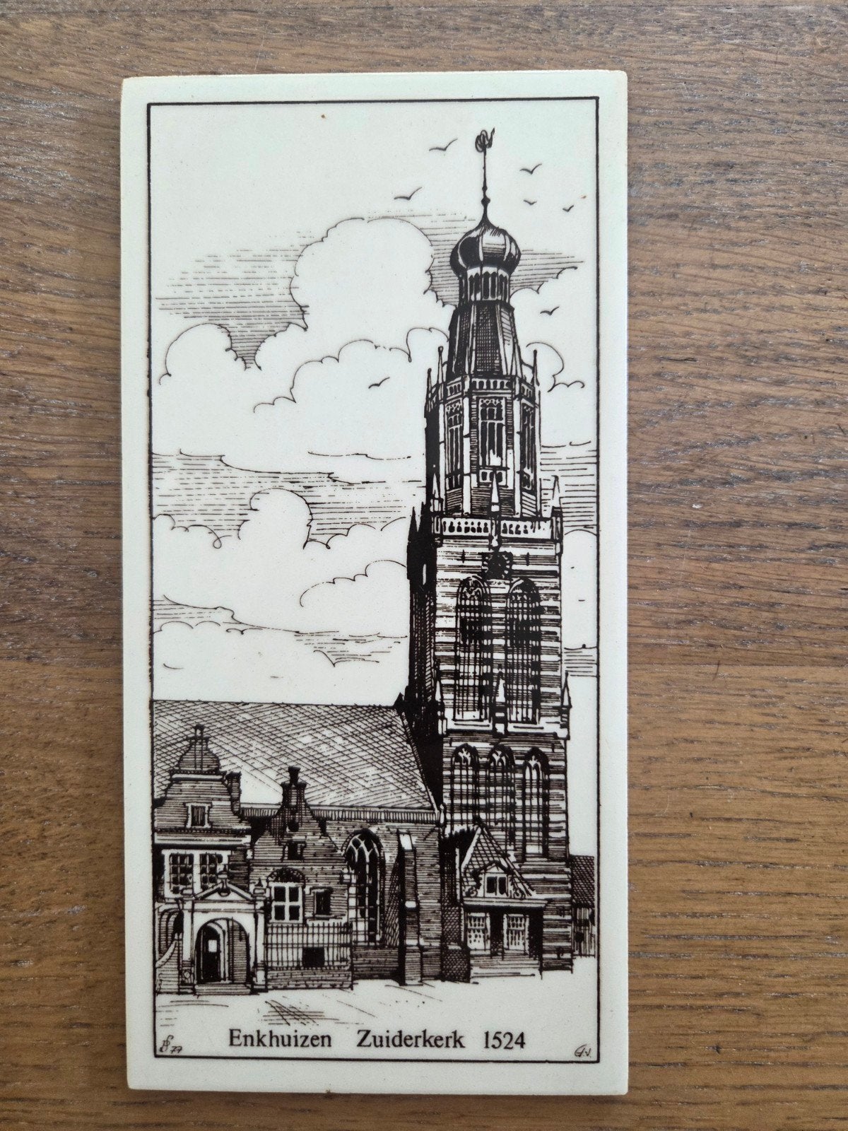Vintage wandtegel Enkhuizen Zuiderkerk 1524, Ophalen of Verzenden