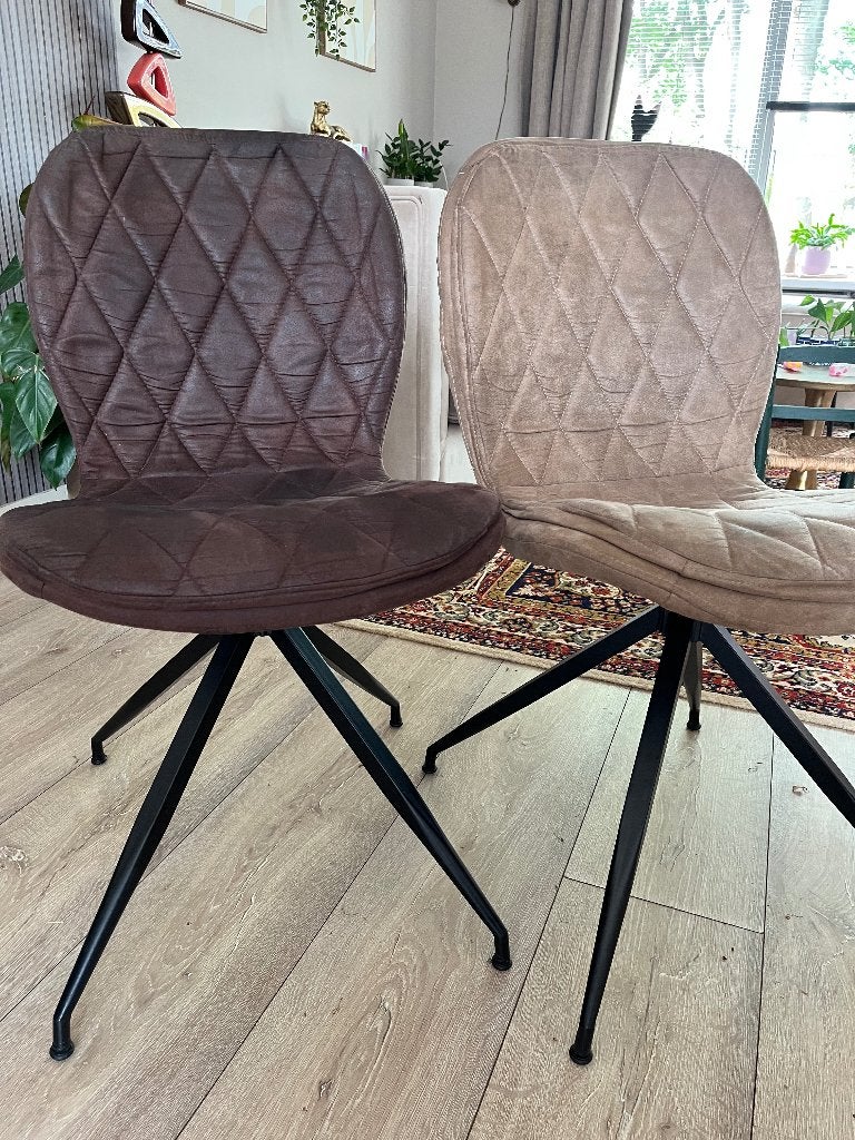 Splinz  eetkamer stoelen 4x, Huis en Inrichting, Ophalen, Bruin, Zo goed als nieuw, Modern