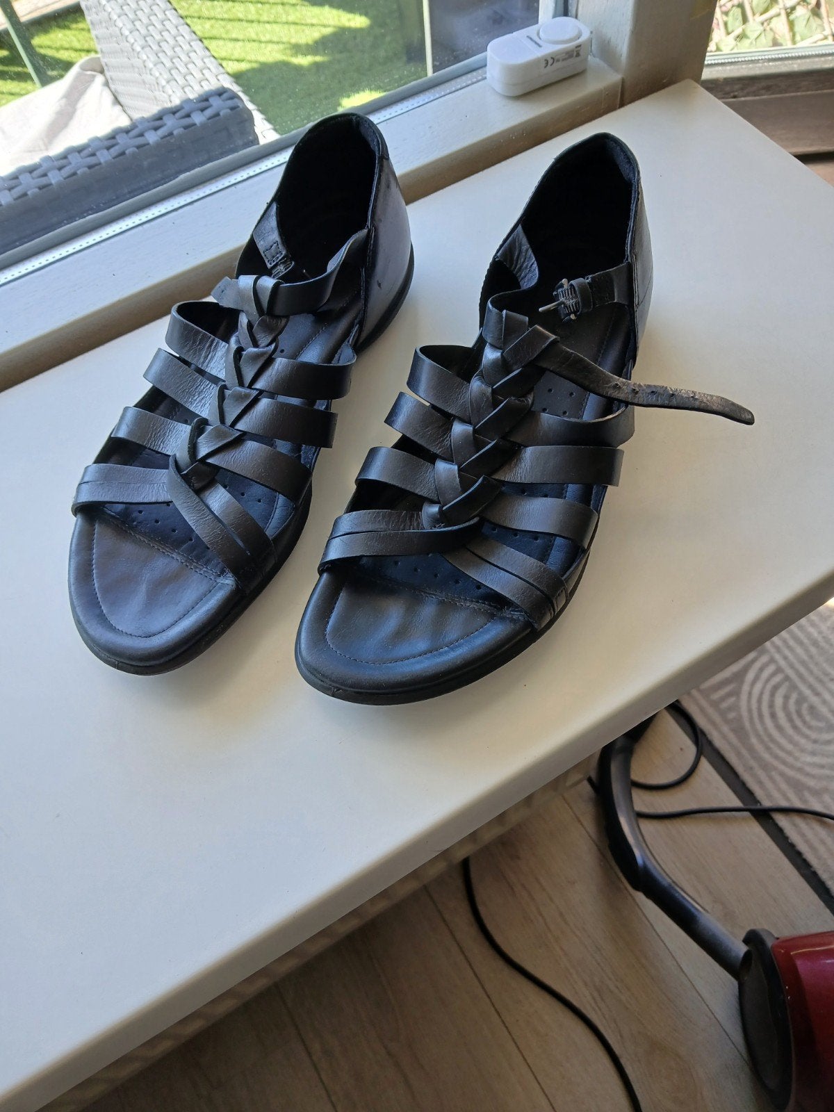 ECCO Flash Nieuwe sandalen dichte hak echt leder zwart mt 40, Verzenden, Zwart, ECCO, Nieuw