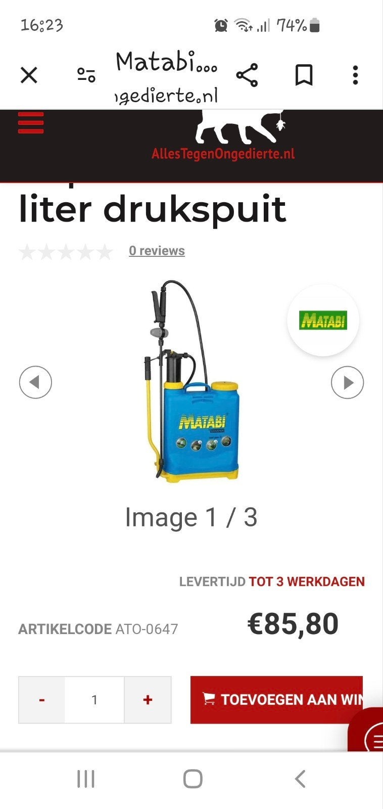 Matabi drukspuit - Super Green 16 liter, Ophalen of Verzenden