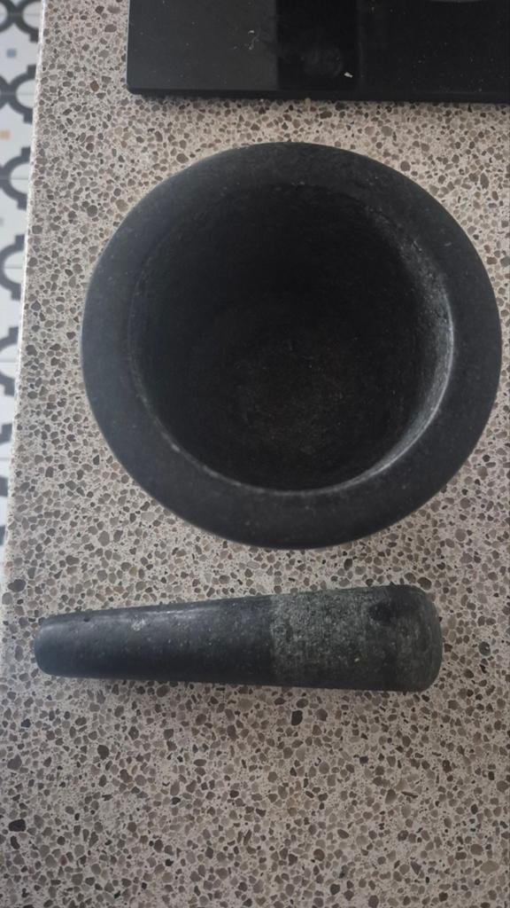 Vijzel dille en kamille 13cm, Ophalen, Gebruikt, Steen/keramiek
