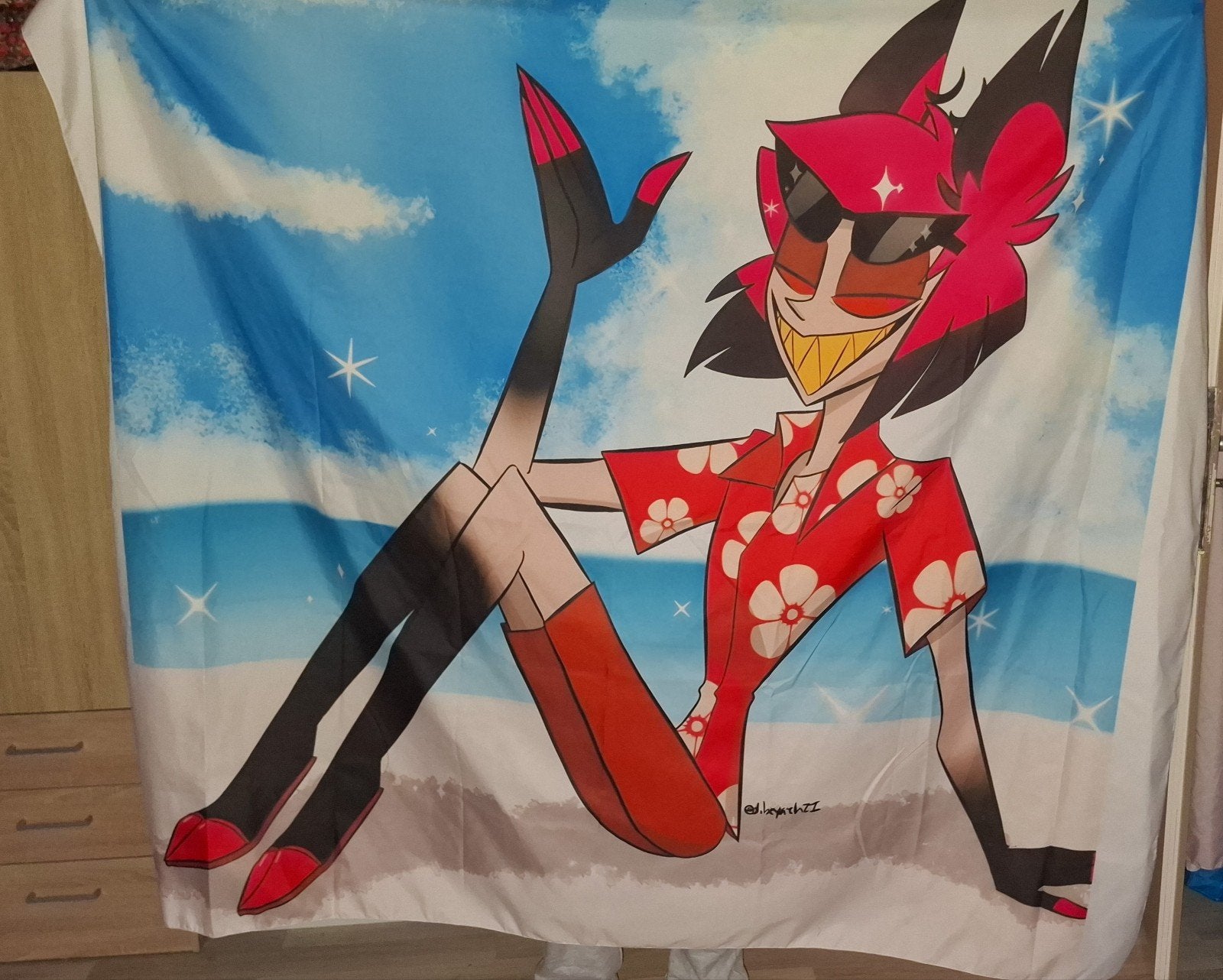 Hazbin Hotel Alastor Strand Wand Kleed, Ophalen, Deurposter of groter, Rechthoekig Liggend, Zo goed als nieuw