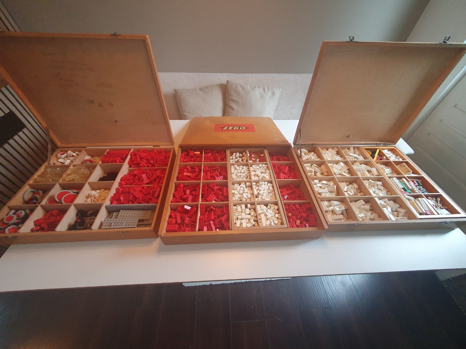 Vintage Lego 3 kisten compleet, Ophalen, Bruin