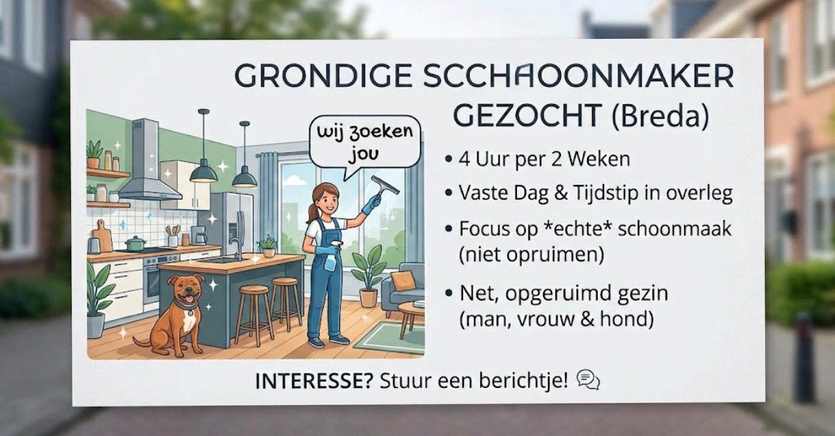 Schoonmaakster met oog voor detail gezocht!, Overige uren, Overige niveaus, Vanaf 5 jaar, Overige vormen