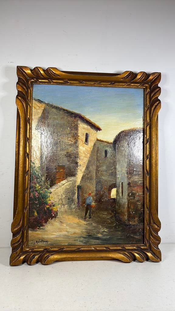 Schilderij op houten paneel, Antiek en Kunst, Kunst | Schilderijen | Klassiek, Ophalen of Verzenden