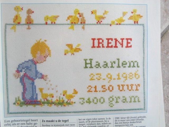 Borduurpatroon  Baby Geboorte merklap   nr 356 do, Verzenden, Nieuw, Handborduren, Patroon
