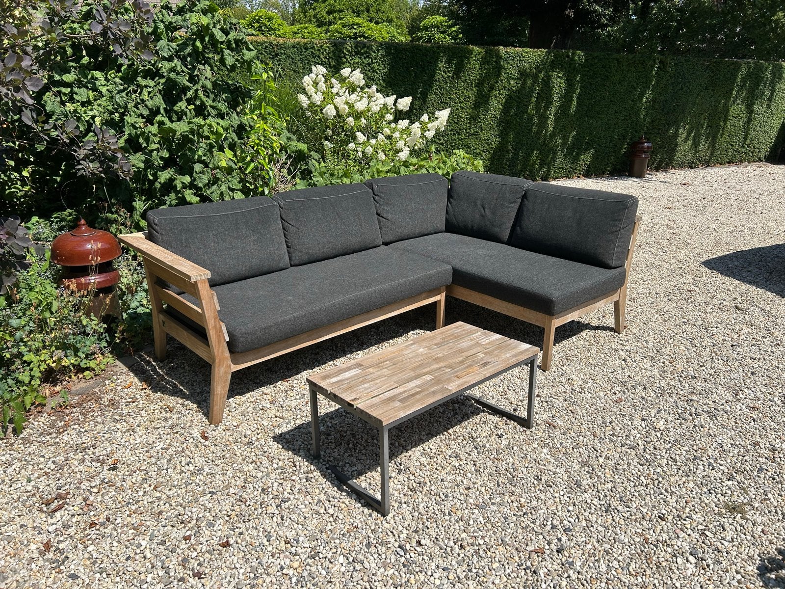 Luxe Teakhouten Loungeset 4 Seasons Outdoor - Z.g.a.n., Ophalen, 4 zitplaatsen, Teakhout, Zo goed als nieuw