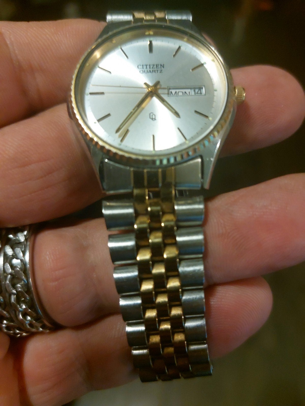 Citizen Quartz Day-Date Horloge - Zo Goed als Nieuw, Staal, Staal, Ophalen of Verzenden, Zo goed als nieuw