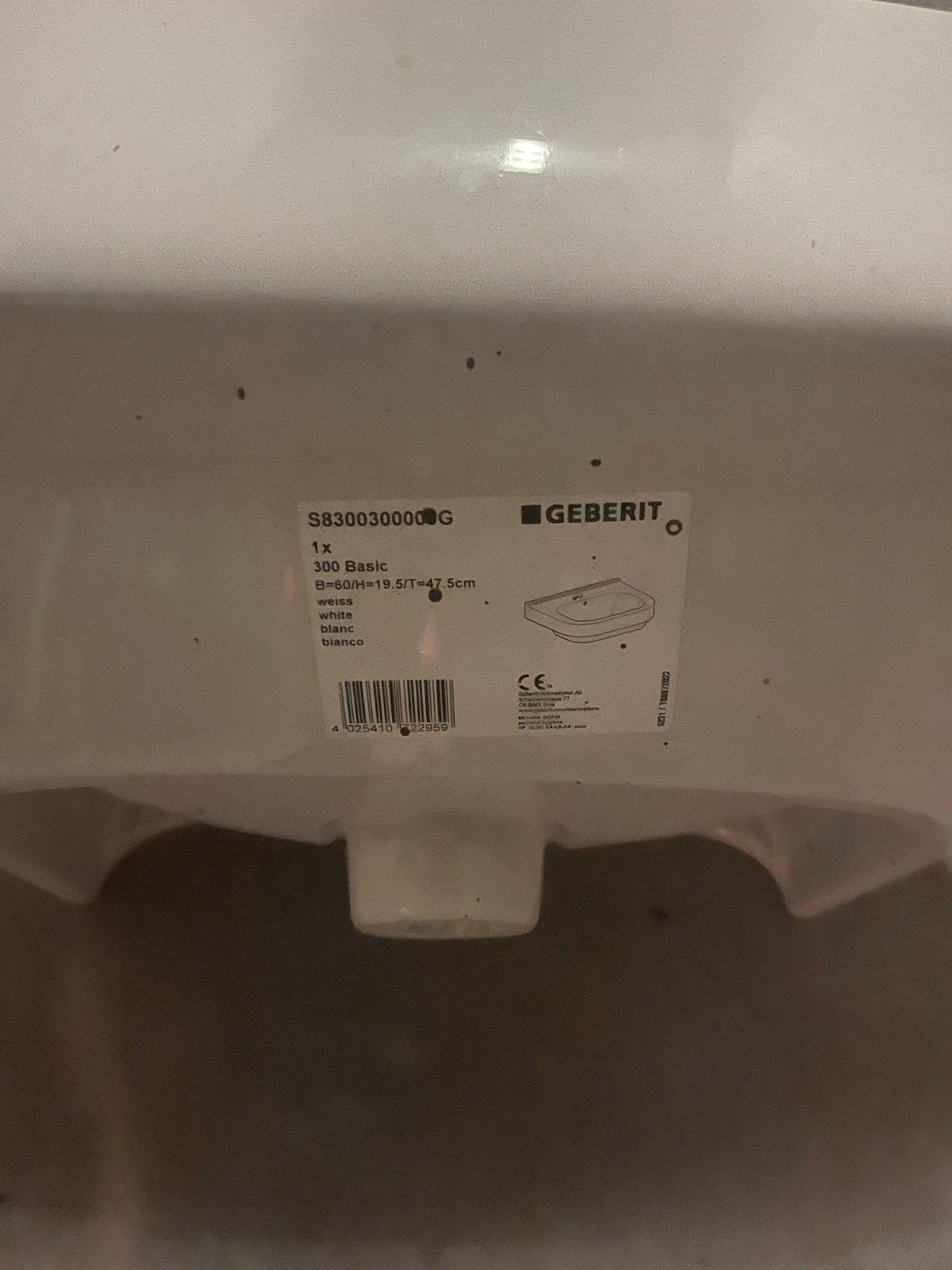 Geberit Basic Wastafel Wit, Ophalen of Verzenden, Zo goed als nieuw, Wastafel