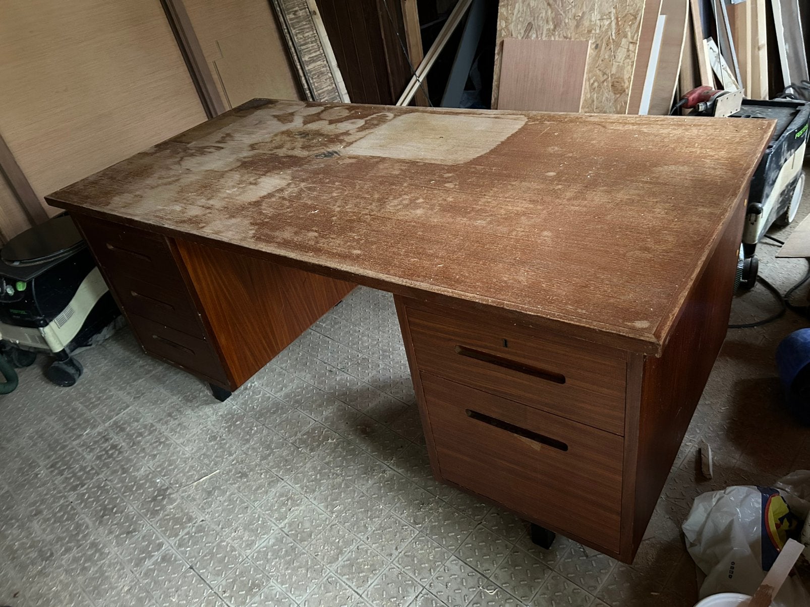 Huizenga jaren 50 bureau, Huis en Inrichting, Bureaus, Ophalen, 160 cm, Gebruikt, Hout