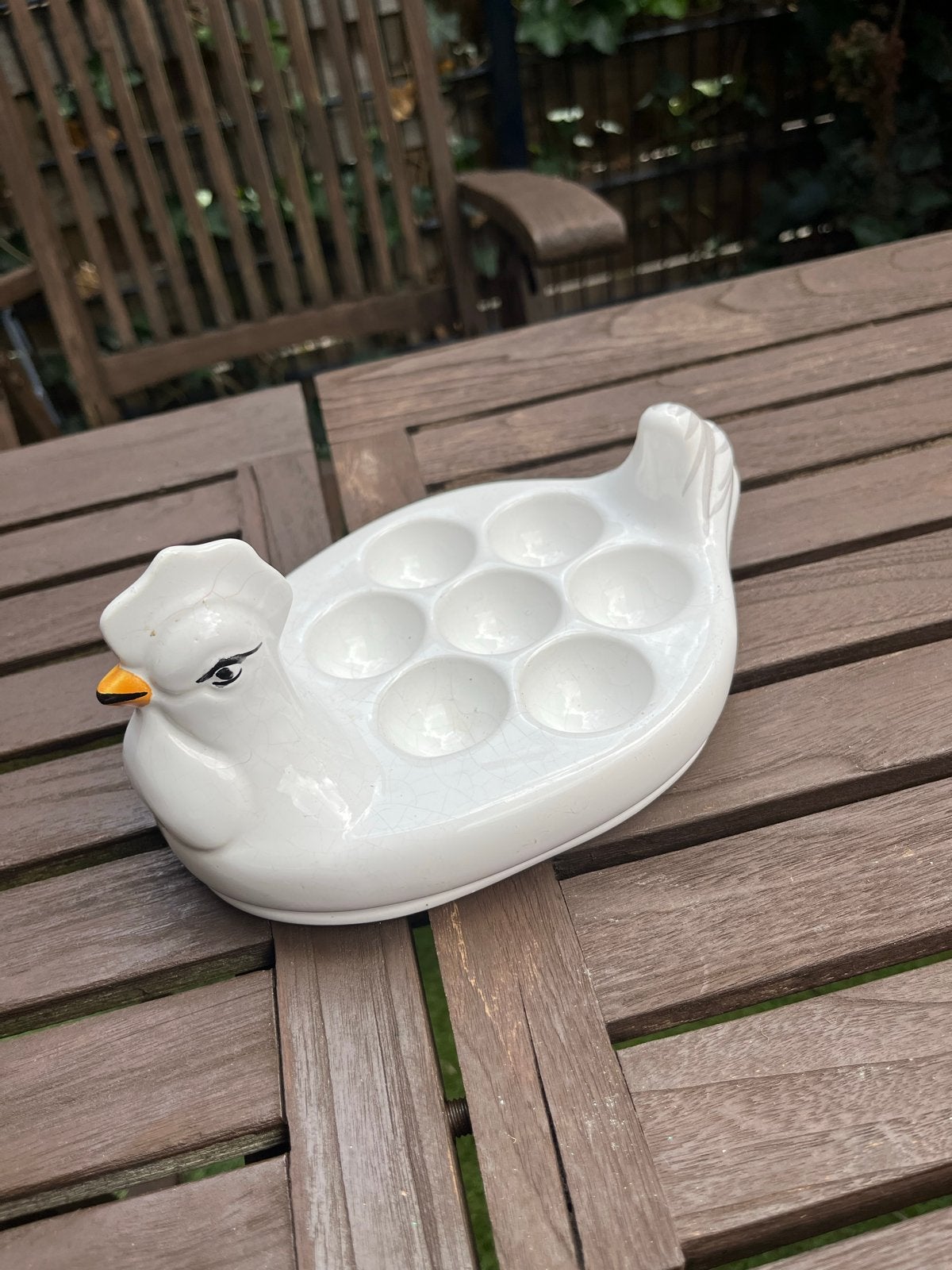 Vintage Keramische Kip Eierhouder - Wit, Ophalen of Verzenden