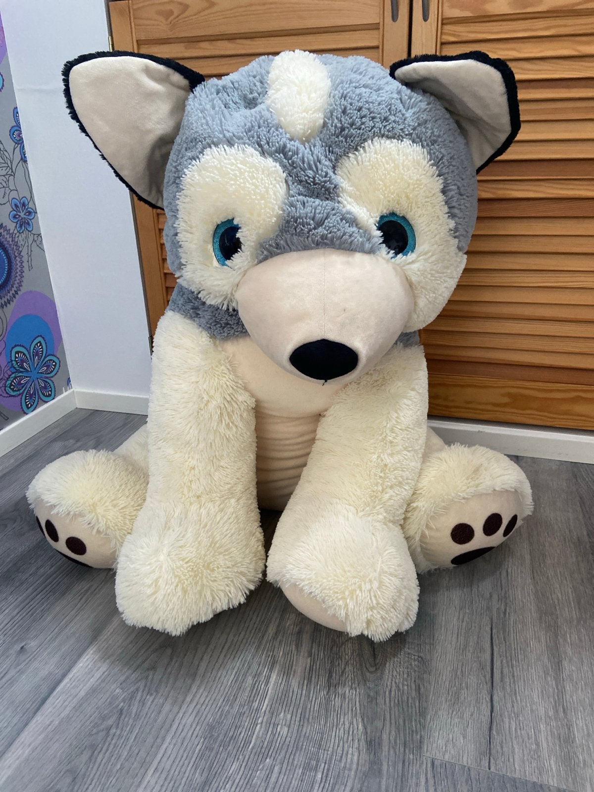 Grote Husky Knuffel, Gebruikt, Overige merken, Overige karakters, Grijs