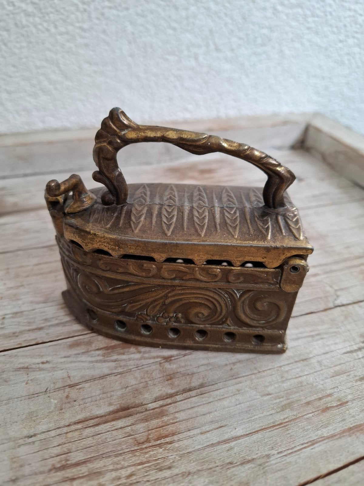 Antiek messing strijkijzer - decoratief, Ophalen of Verzenden