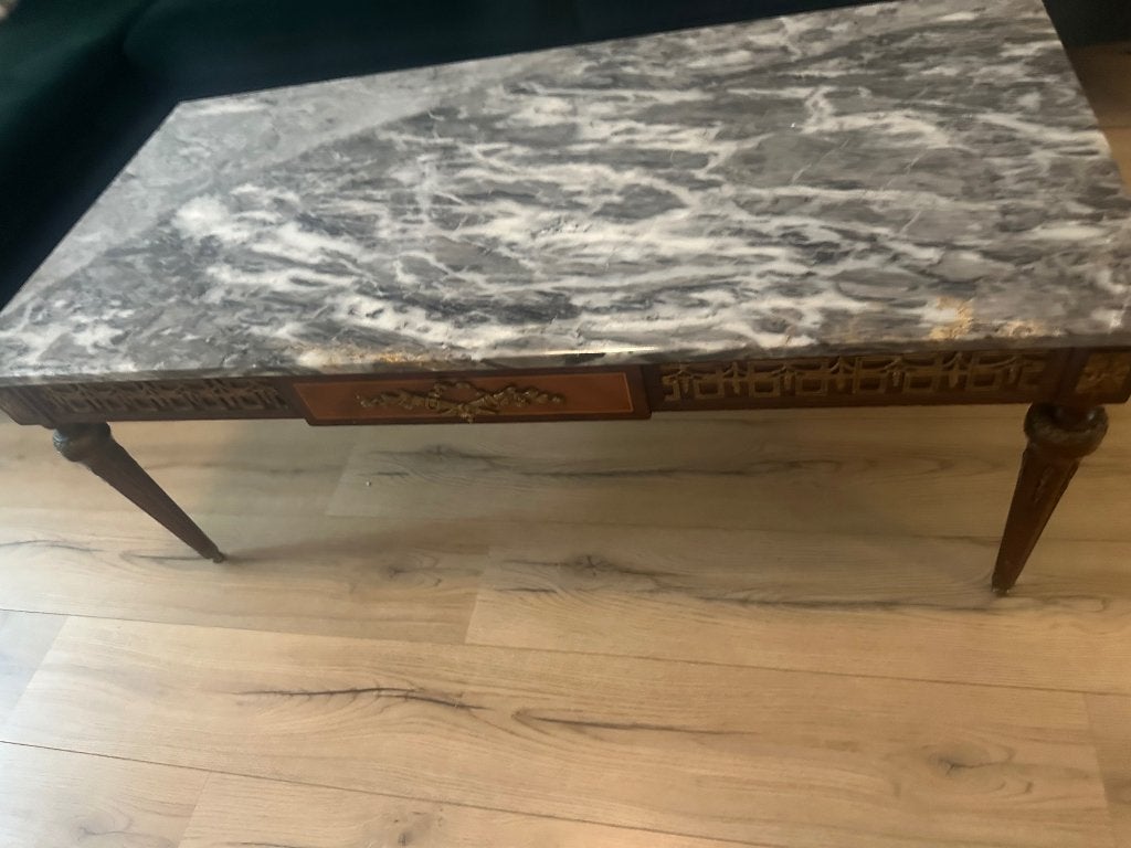 Vintage Salontafel marmer, Huis en Inrichting, Tafels | Salontafels, Ophalen, Rechthoekig, 100 tot 150 cm, 50 tot 100 cm