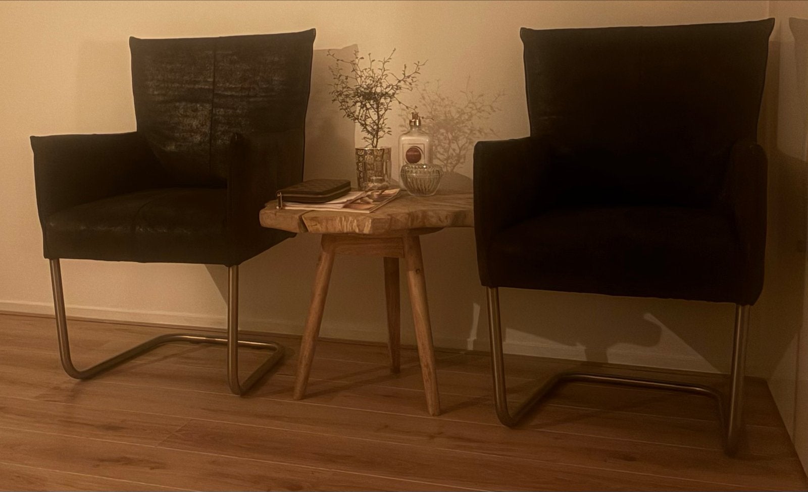 6 Jess stoelen geborsteld zwart leer, Ophalen, Gebruikt, Zwart, Leer