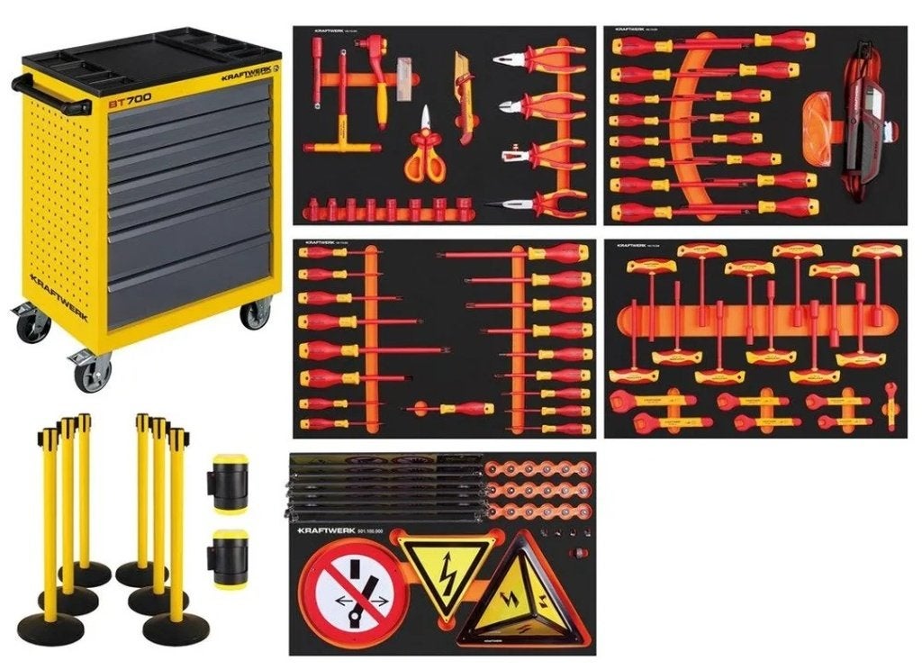 Kraftwerk BT700 Gereedschapswagen 111-delig VDE assortiment, Ophalen of Verzenden, Zo goed als nieuw