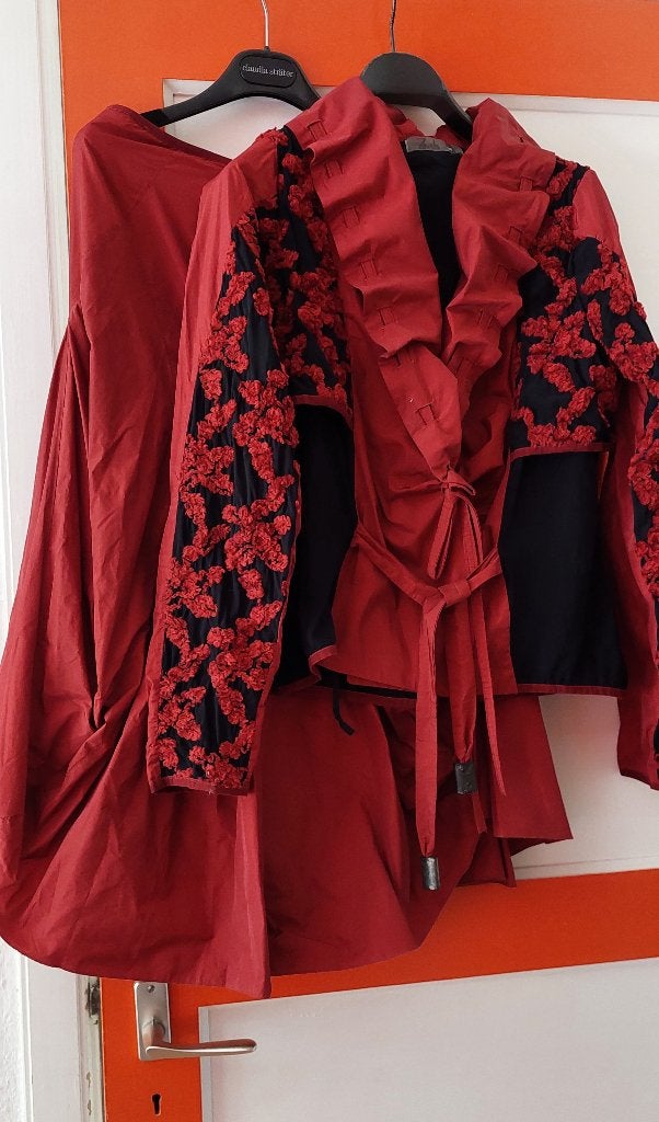 Unieke designer set rok en jasje ZAEK Dutch Design, Maat 38/40 (M), Kostuum of Pak, Ophalen of Verzenden, Zo goed als nieuw