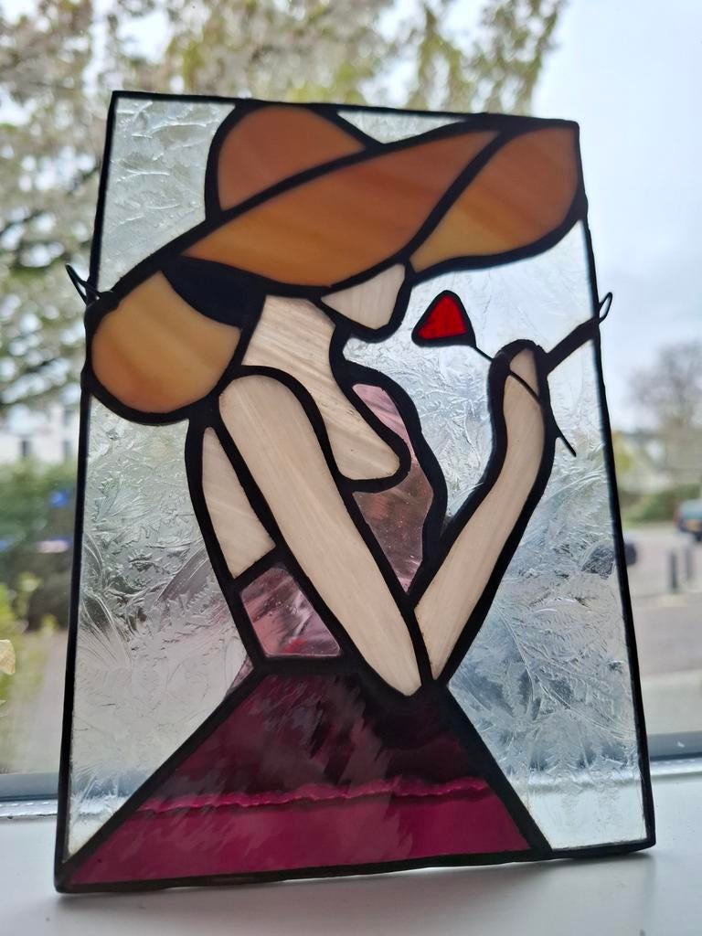 Tiffany glas in lood vrouw, Ophalen of Verzenden