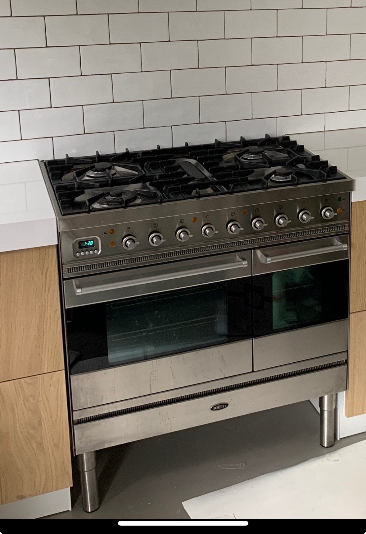 Boretti gasfornuis 90 cm – 5 pitten en dubbele oven – RVS, Witgoed en Apparatuur, Ophalen, Gebruikt, 60 cm of meer, Gas